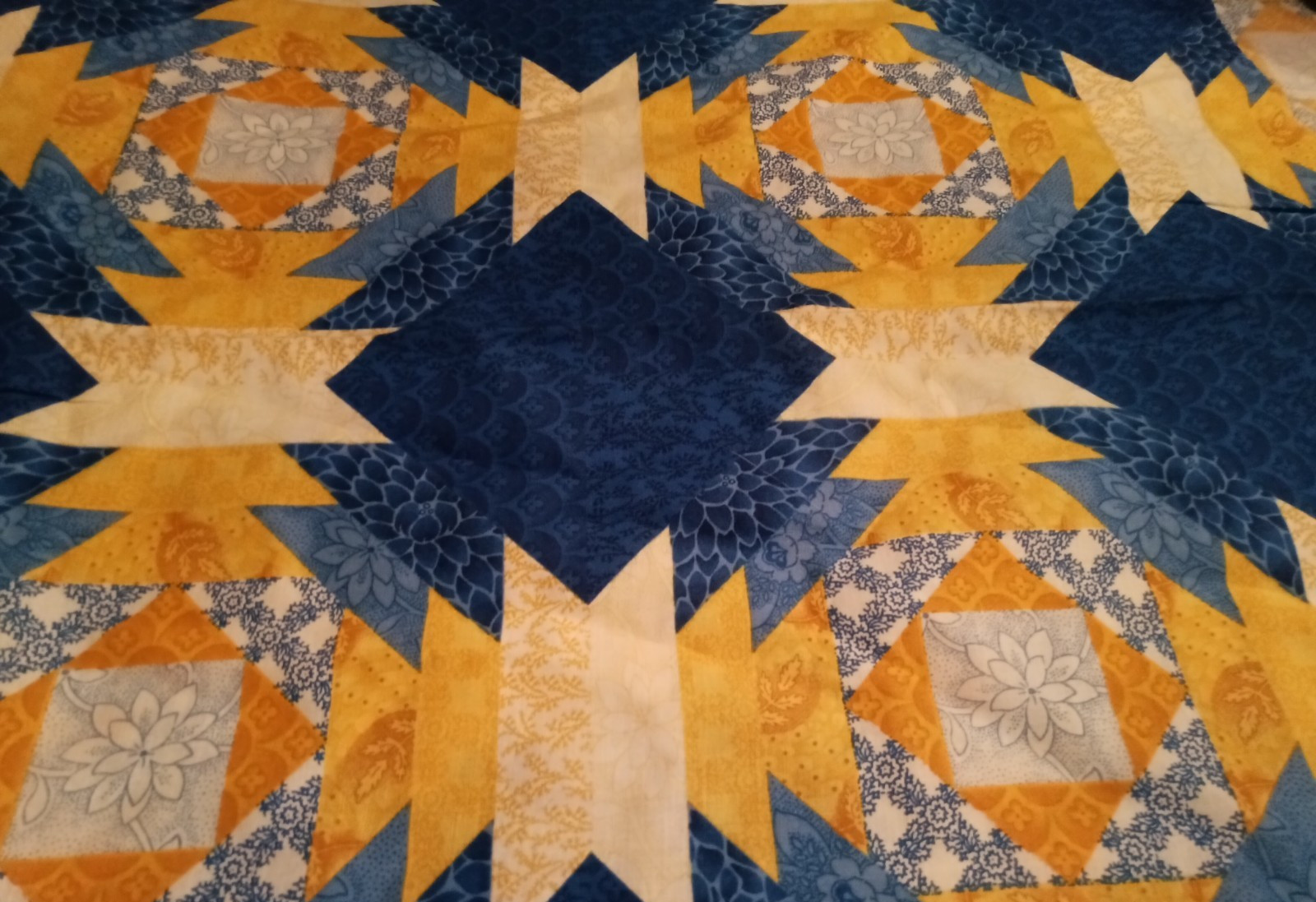 Springs Industries Cheater Quilt Fabric Yellow, Blue, White   sold by half yard