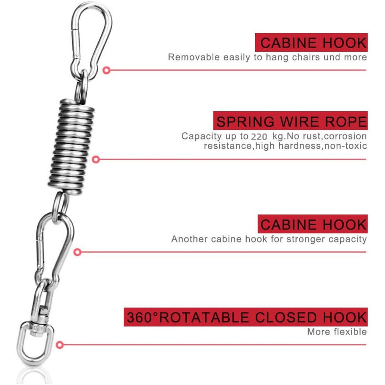 Alloy Spring Hanging Hook Heavy Duty Swing Spring For Hanging Chairs Spring