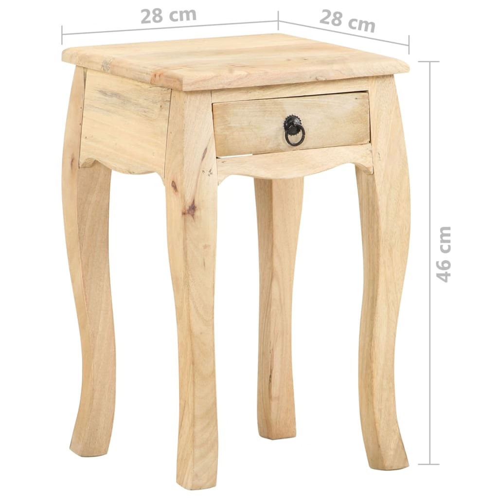 Bed Cabinet Brown Solid mango wood Compact Bedside Table Square