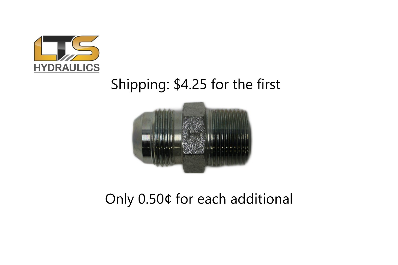 1/4" Male JIC x 1/4" Male NPT Pipe Adapter Zinc Plated Steel 2404-04-04 Qty 1