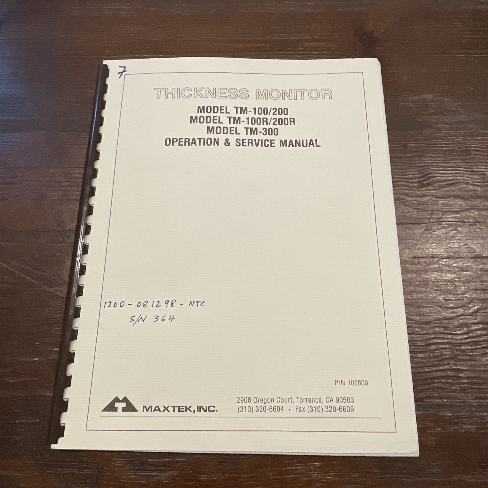 Maxtek TM-100/200 ~ TM-100R/200R ~ TM-300 Thickness Monitor Operation Manual
