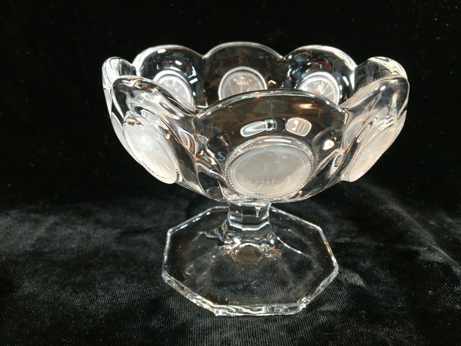 FOSTORIA CLEAR Coin Glass Pedestal Open Jam/Jelly Dish
