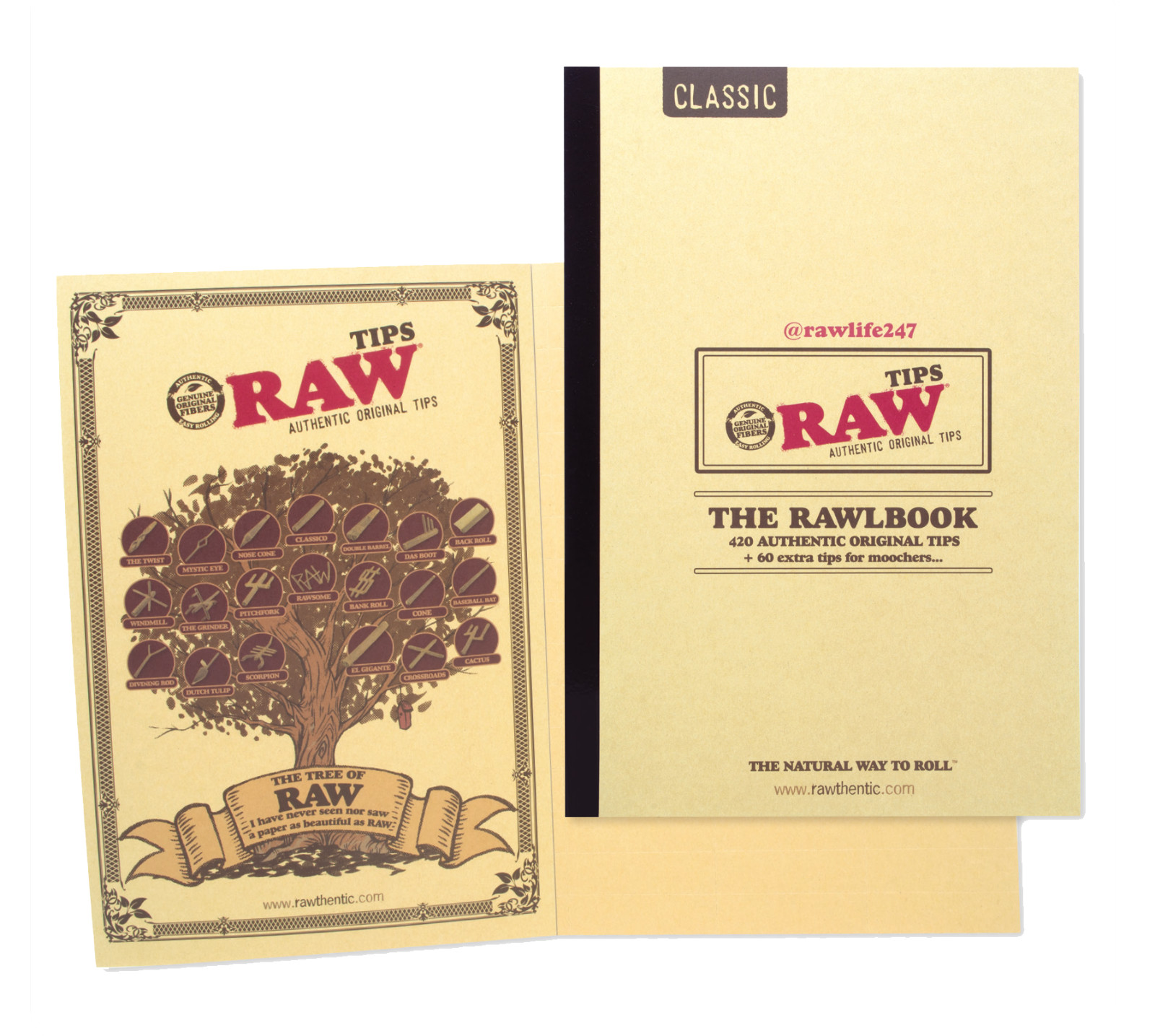 RAW Rolling Papers "THE RAWLBOOK" 10 Pages - 48 Classic Tips per page = 480 tips