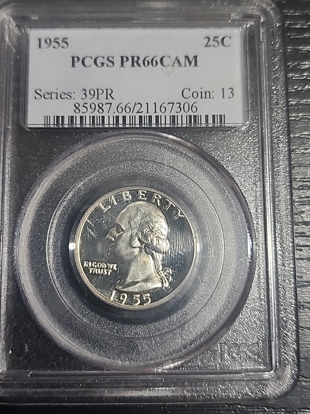 1955  PCGS PR66Cam SILVER WASHINGTON QUARTER PROOF CAMEO Free Shipping
