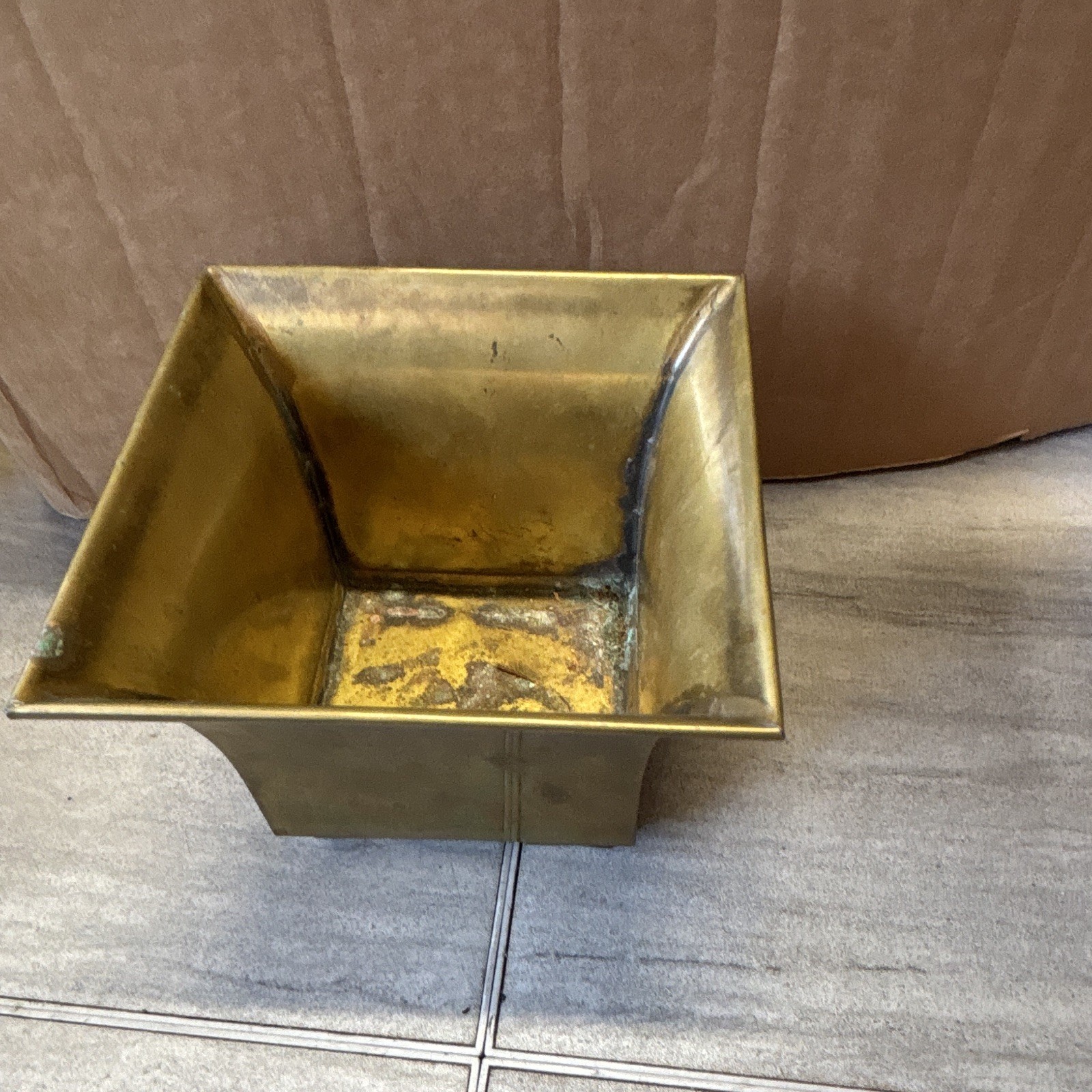 Square Modern Metal Planter Pot, Gold Metallic Finish, Solid Pattern, for Plants