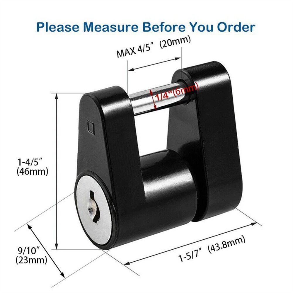 Trailer Coupler Hitch Lock Universal Dia 1/4",Span 3/4" Trailer Couplers w/Keys