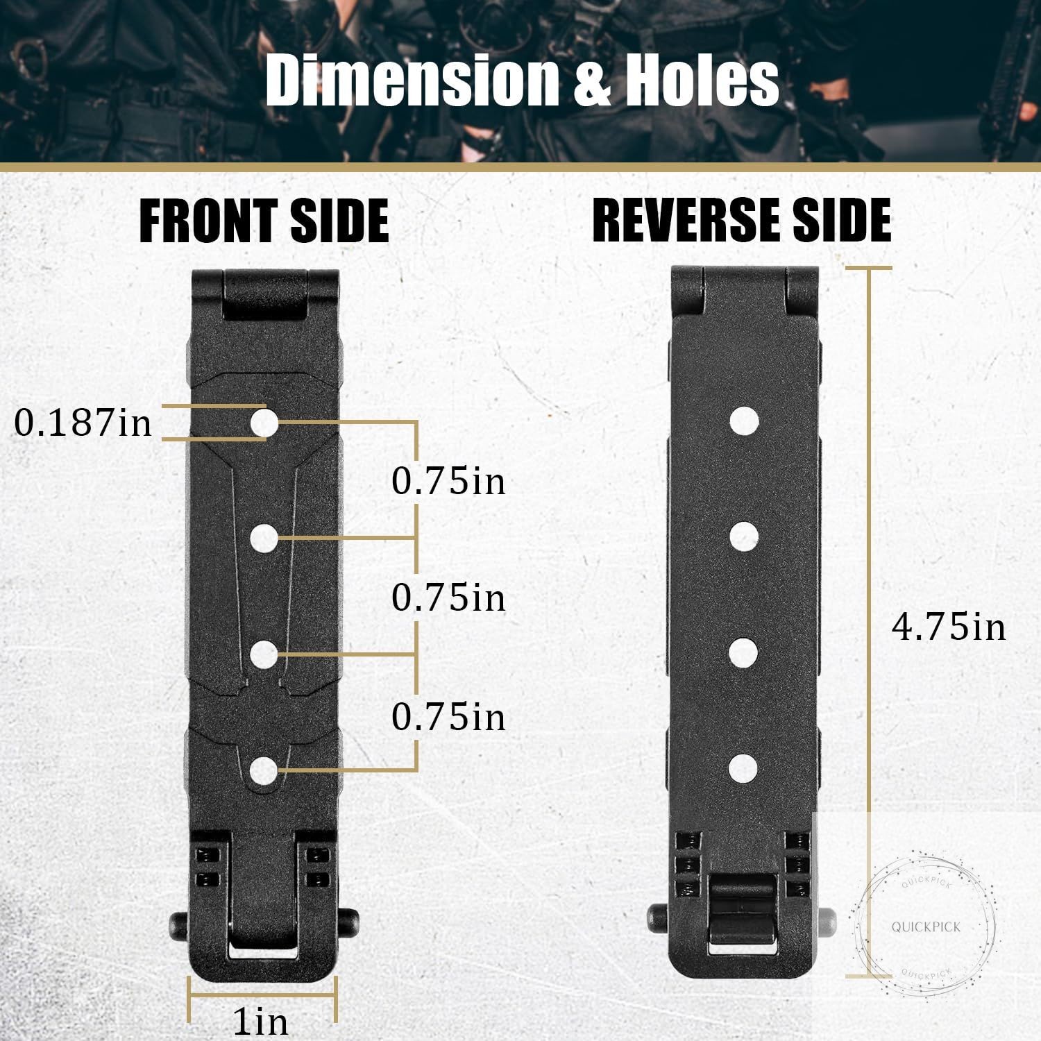 3" Molle Clips 4-Pack, Molle Attachment Clips with Mounting Hardware for Vests