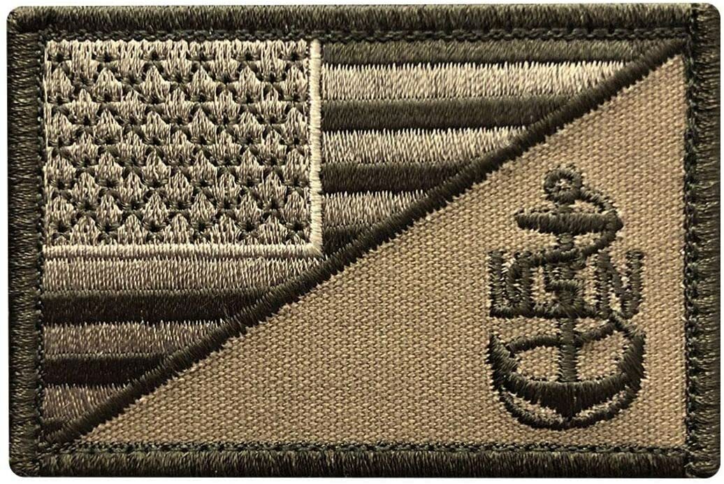 American USA Flag Navy Anchor Morale Hook Fastener Patch (MTN1)
