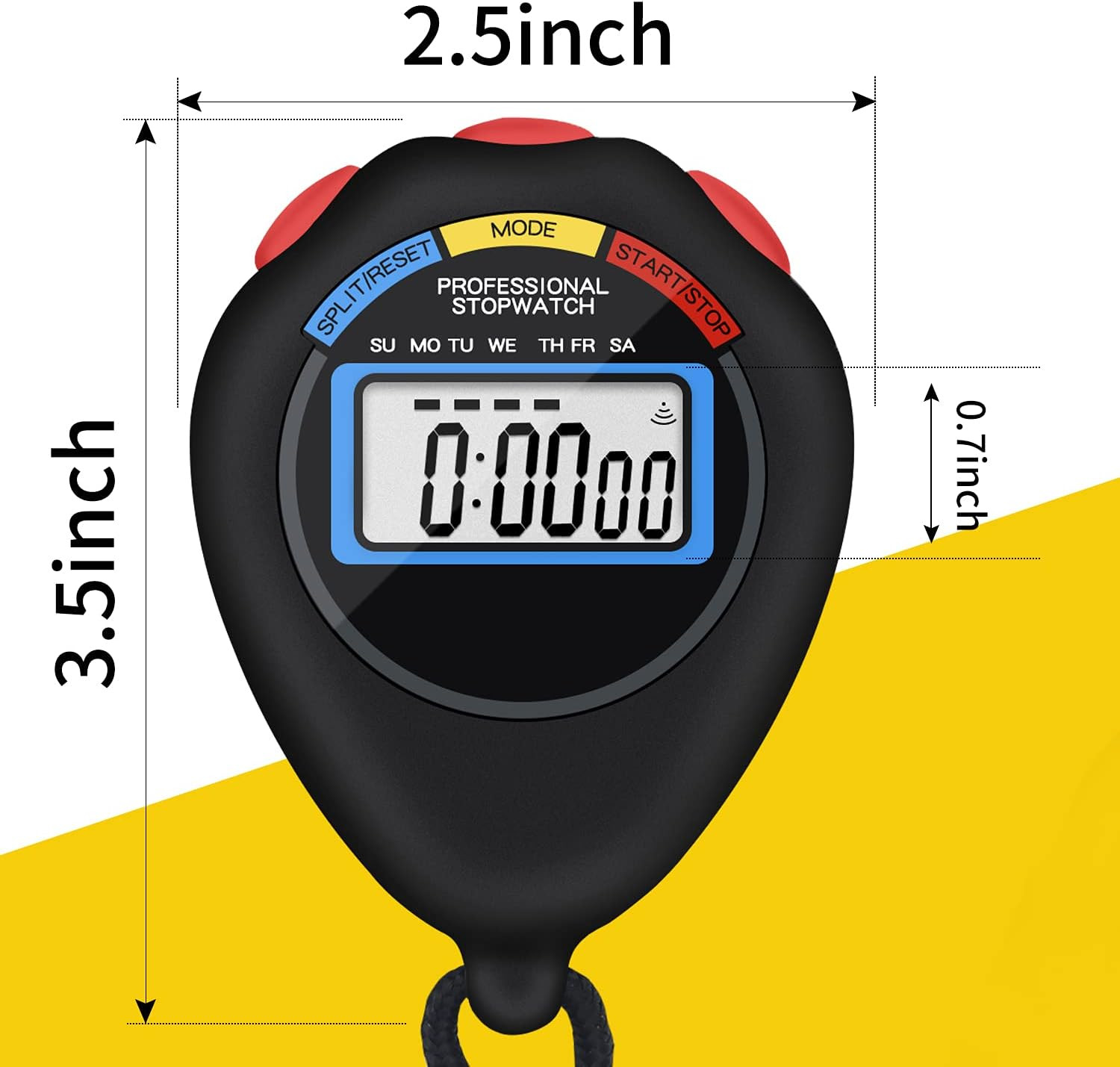 6 Pack Multi-Function Electronic Digital Sport Stopwatch Timer, Large Display wi