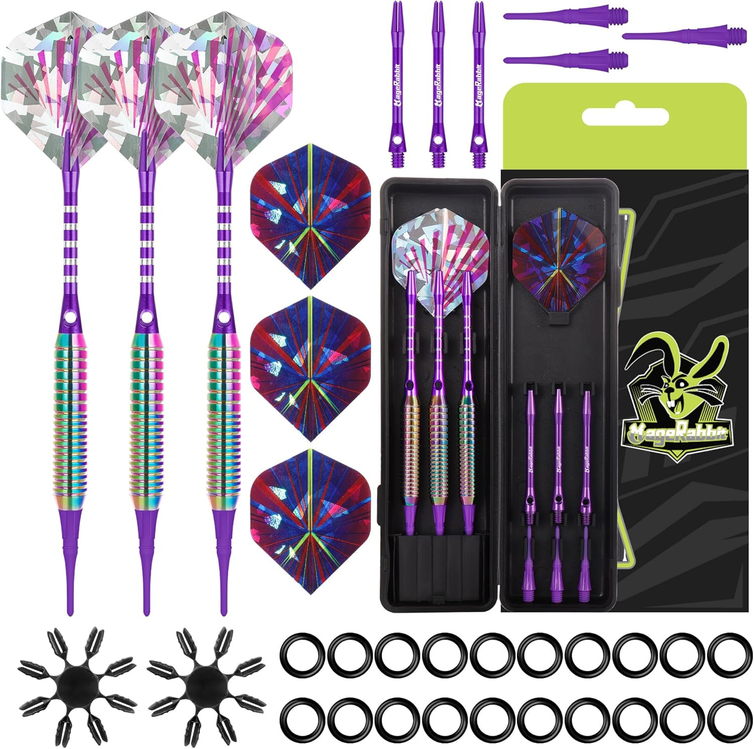 Darts Plastic Tip 3Pcs with Extra Accessories, Professional Soft Tip Dart for El