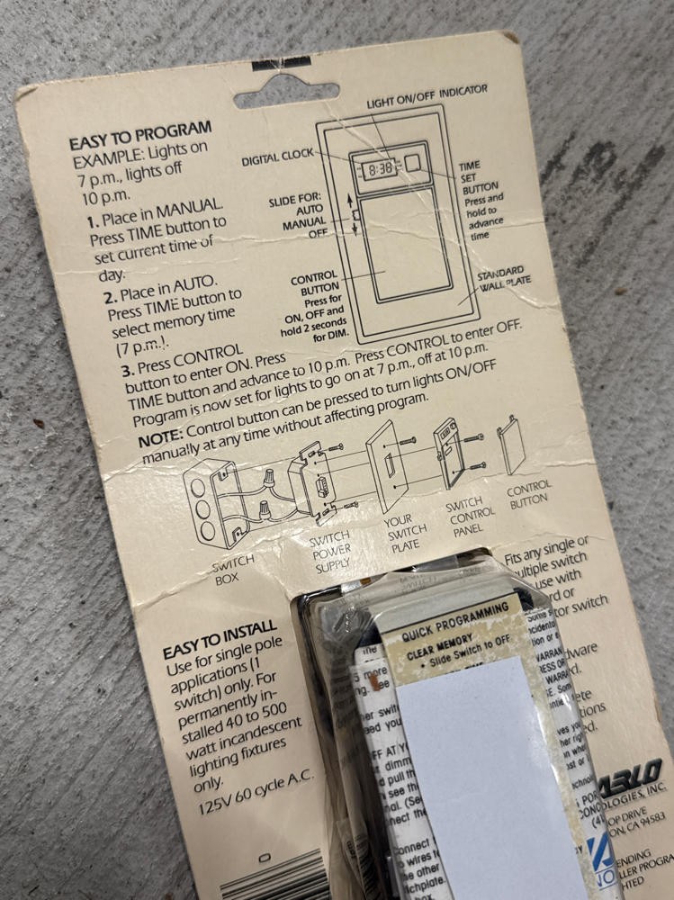 Diablo Digital Programmable Wall Switch SSW-1 Security Timer NEW OLD STOCK