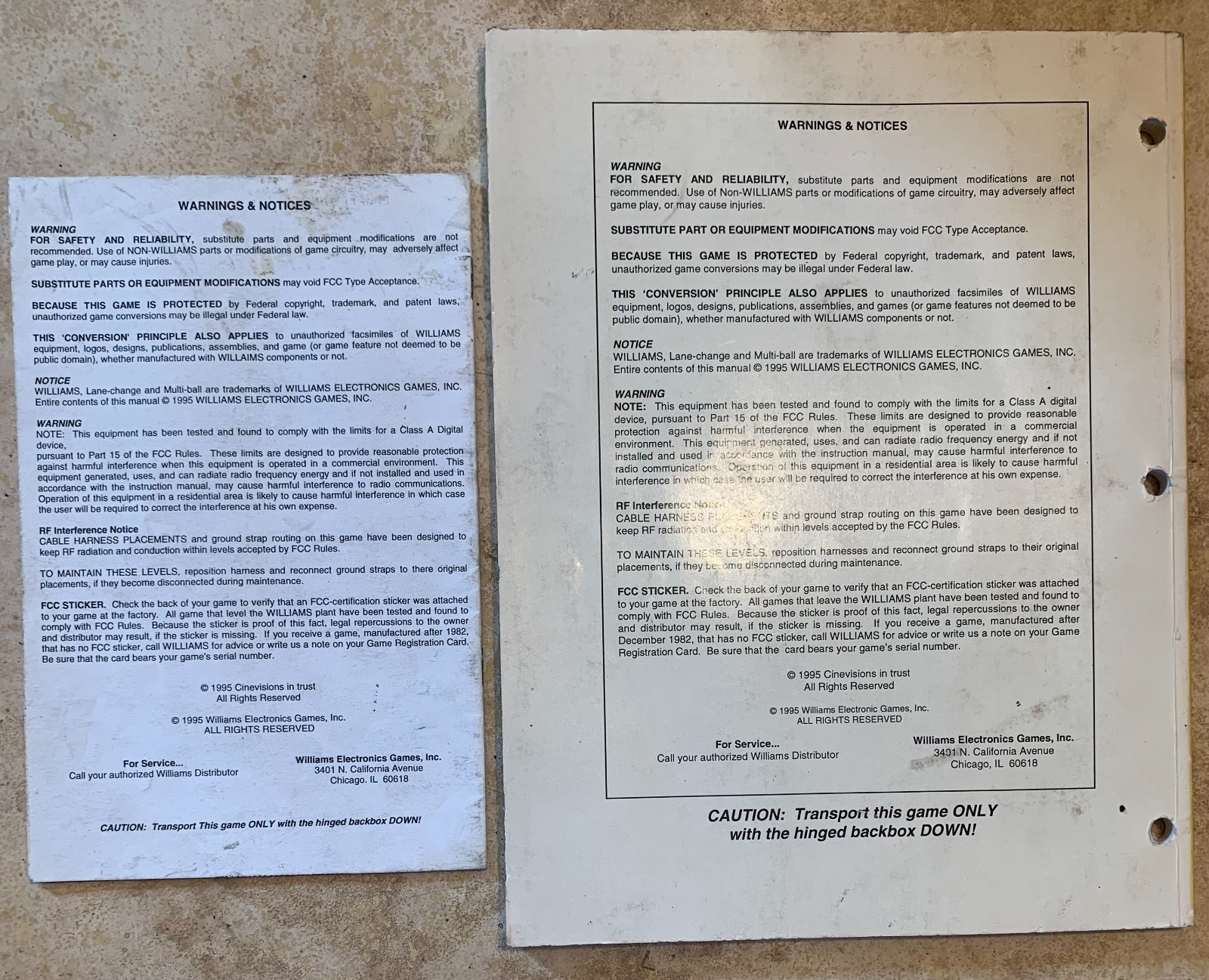 ORIGINAL Williams Johnny Mnemonic Operations Manual and Handbook COMBO