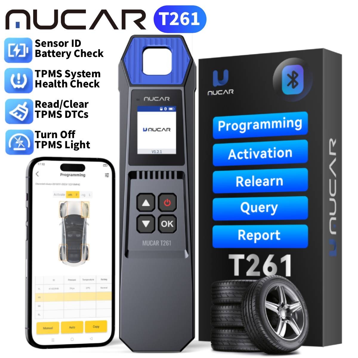 MUCAR T261 TPMS Tire Pressure Diagnostic Tool  for 689BT MUCAR 892BT VO8 Program