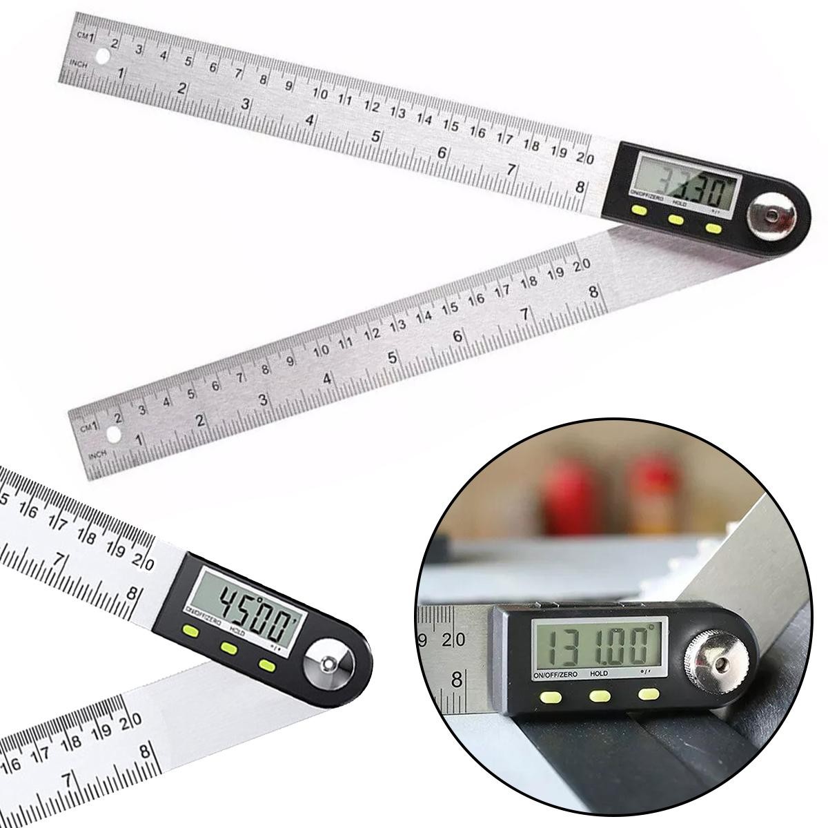 Stainless Steel 20cm Digital Angle Ruler with LCD Display for Industrial Use