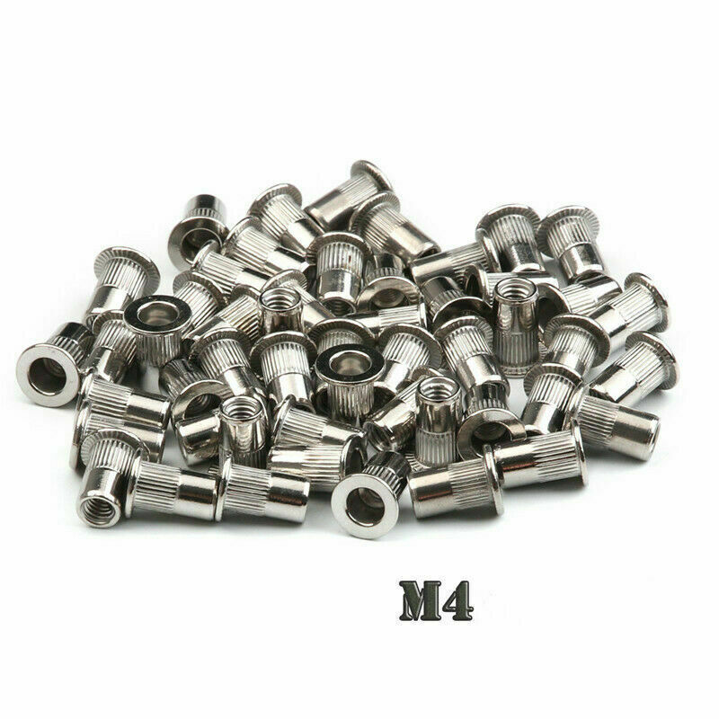 150PCS Stainless Steel Flat Head Threaded Rivet Nuts Blind Nutserts Kit M3-M8