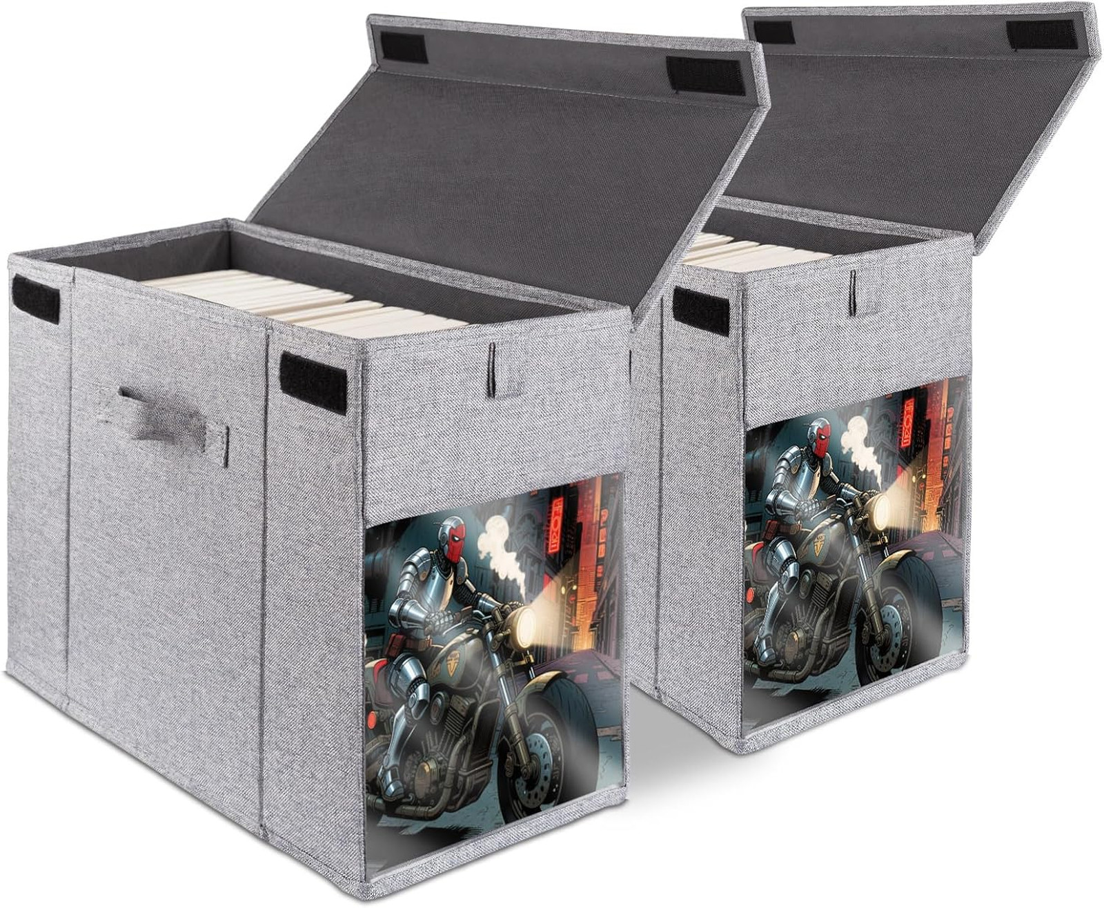 Comic Book Storage Box with Clear Window Collapsible Organizer Heavy Duty