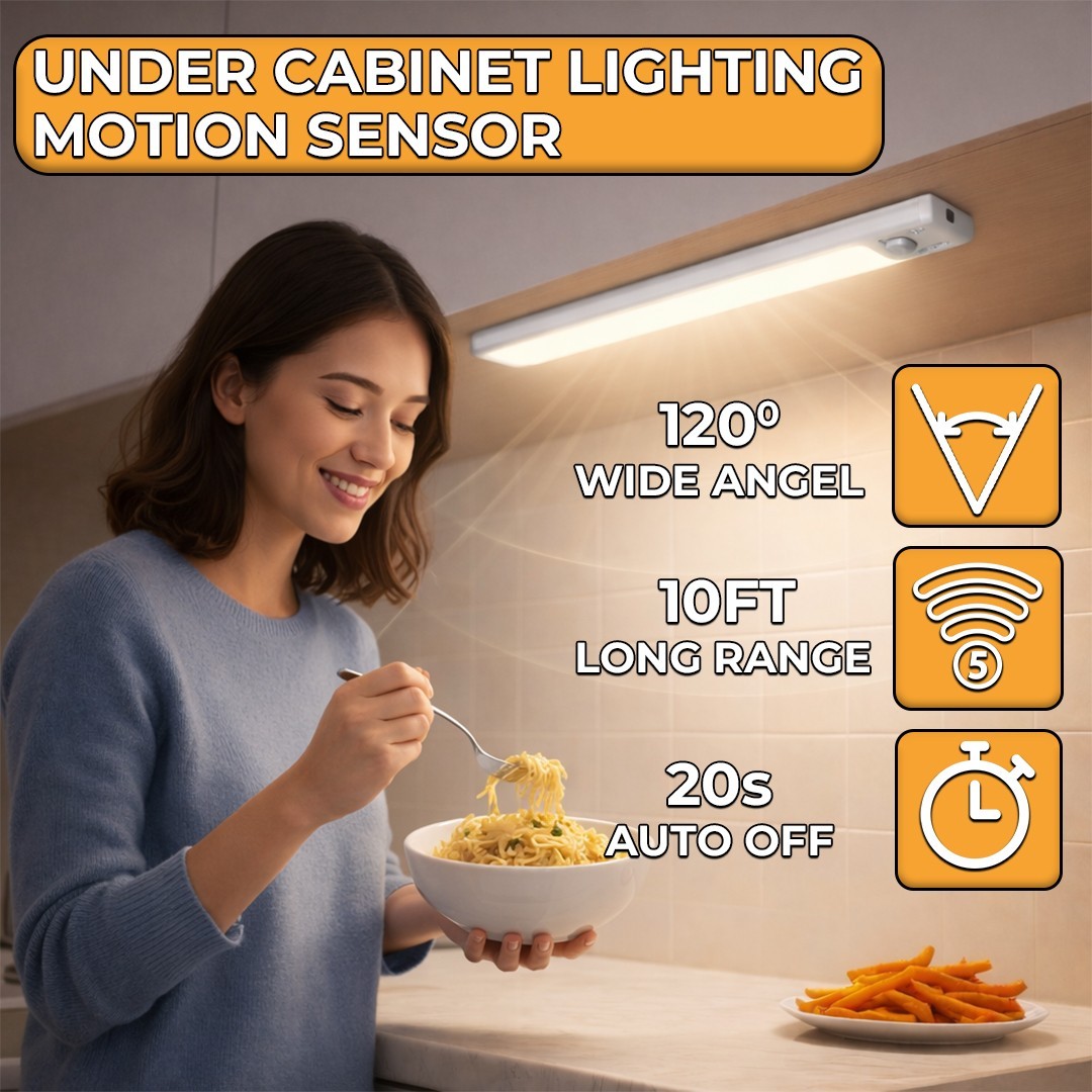 2-12 Pack LED Under Cabinet Lights, Rechargeable Motion Sensor, 3 Color Dimmable