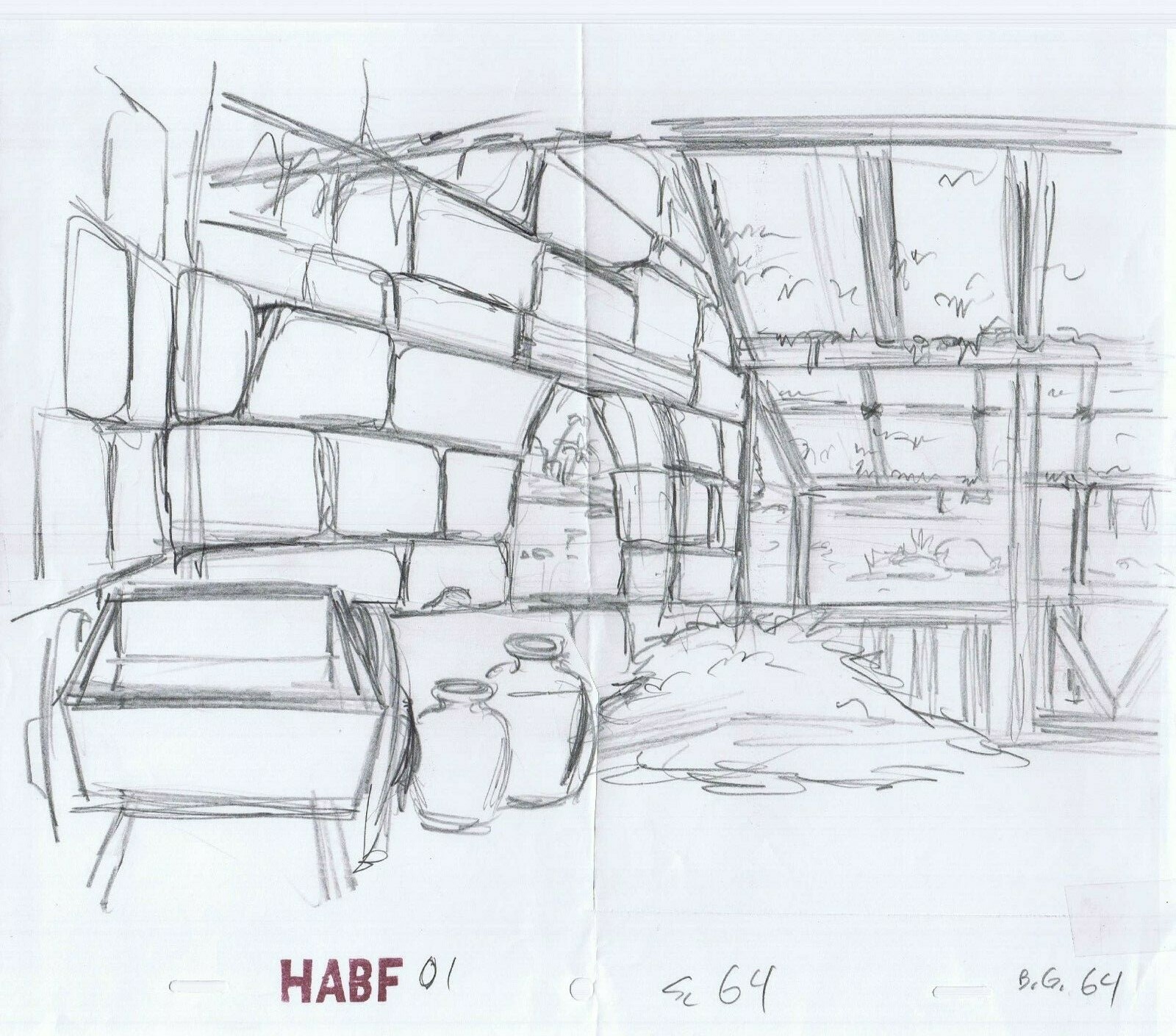 Simpsons 2005 Original Art w/COA Animation Production Pencils HABF01 SC-64 BG64b