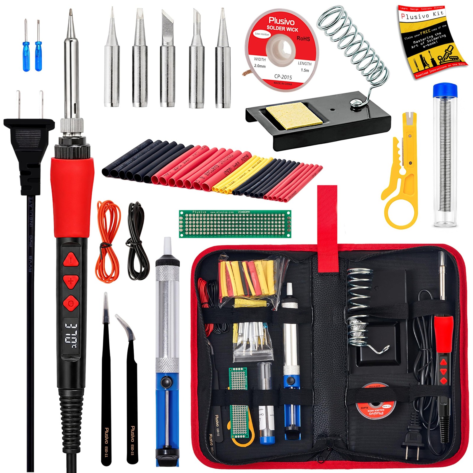 Soldering Iron Kit, 60W LED Display Digital Solder Pen, 5 Replaceable Tips, 2...