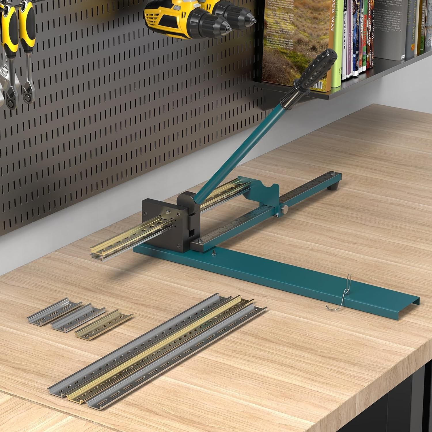 Manual DIN Rail Cutter Tool for 35mm Steel Aluminum Dual Scale 1.4 inch