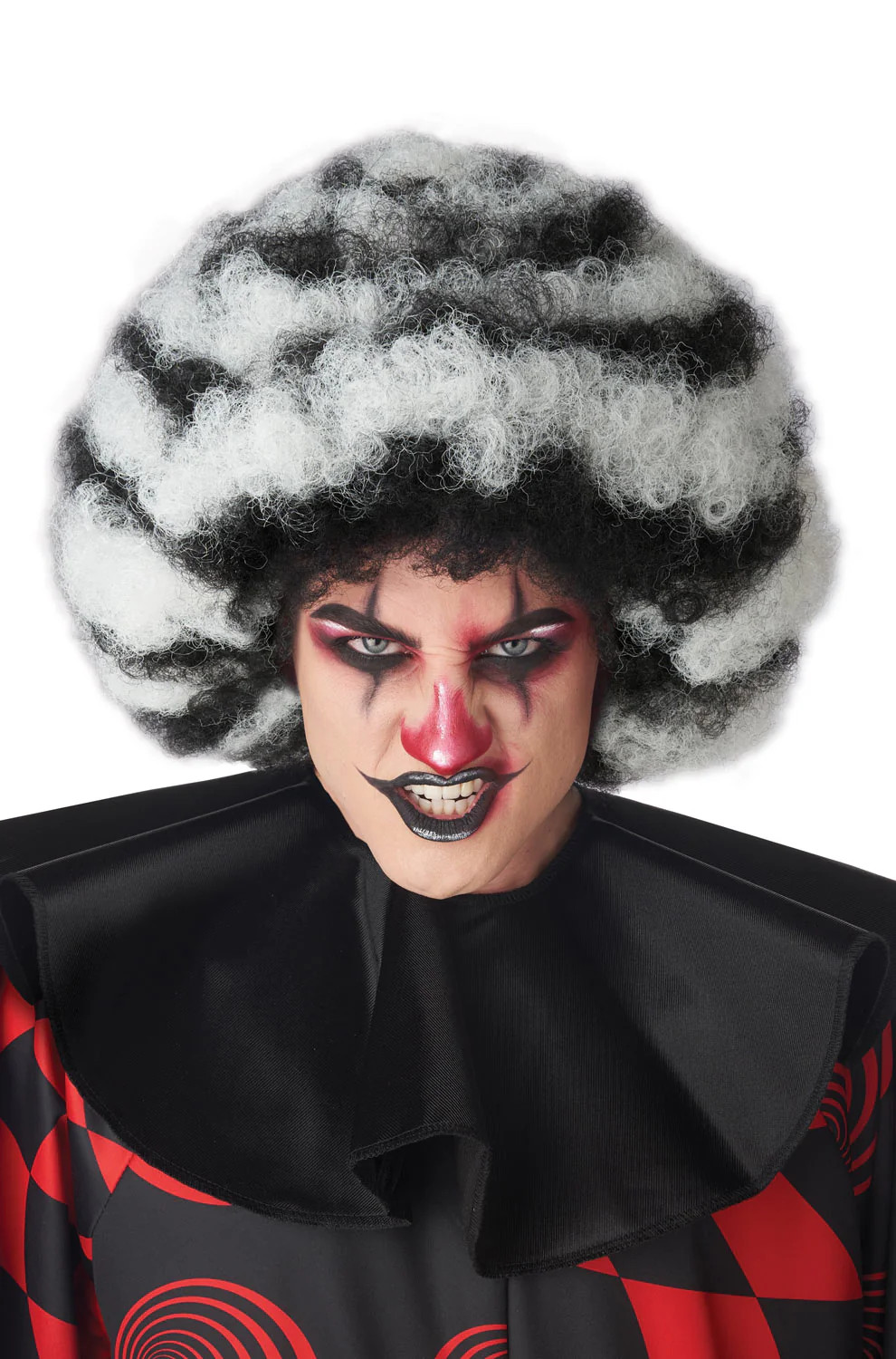 Spiral Clown Circus Wig (Black/White)