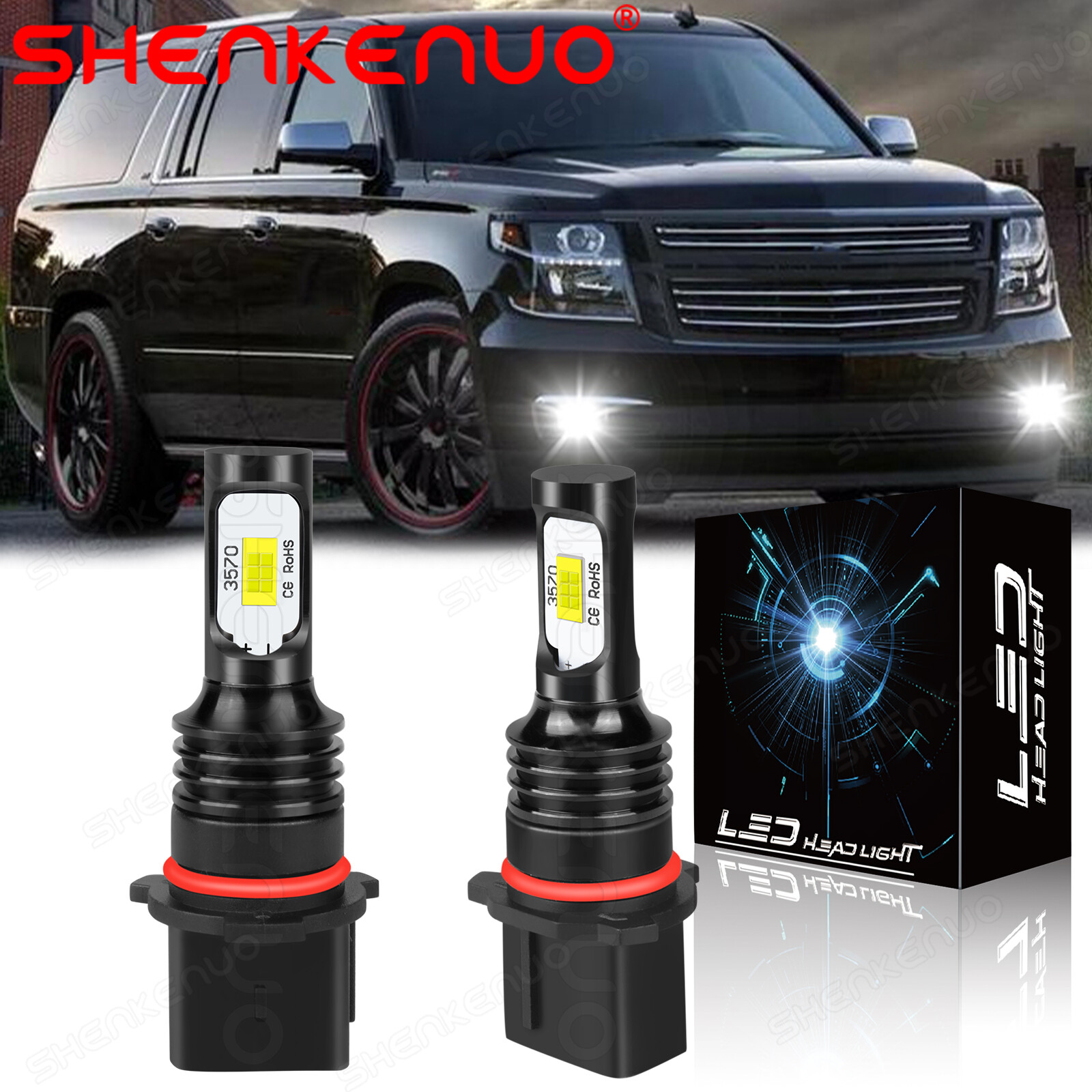 For Chevy Suburban 2015-2020 2x 12278 PSX26W LED Fog Light BULBS 6000K White