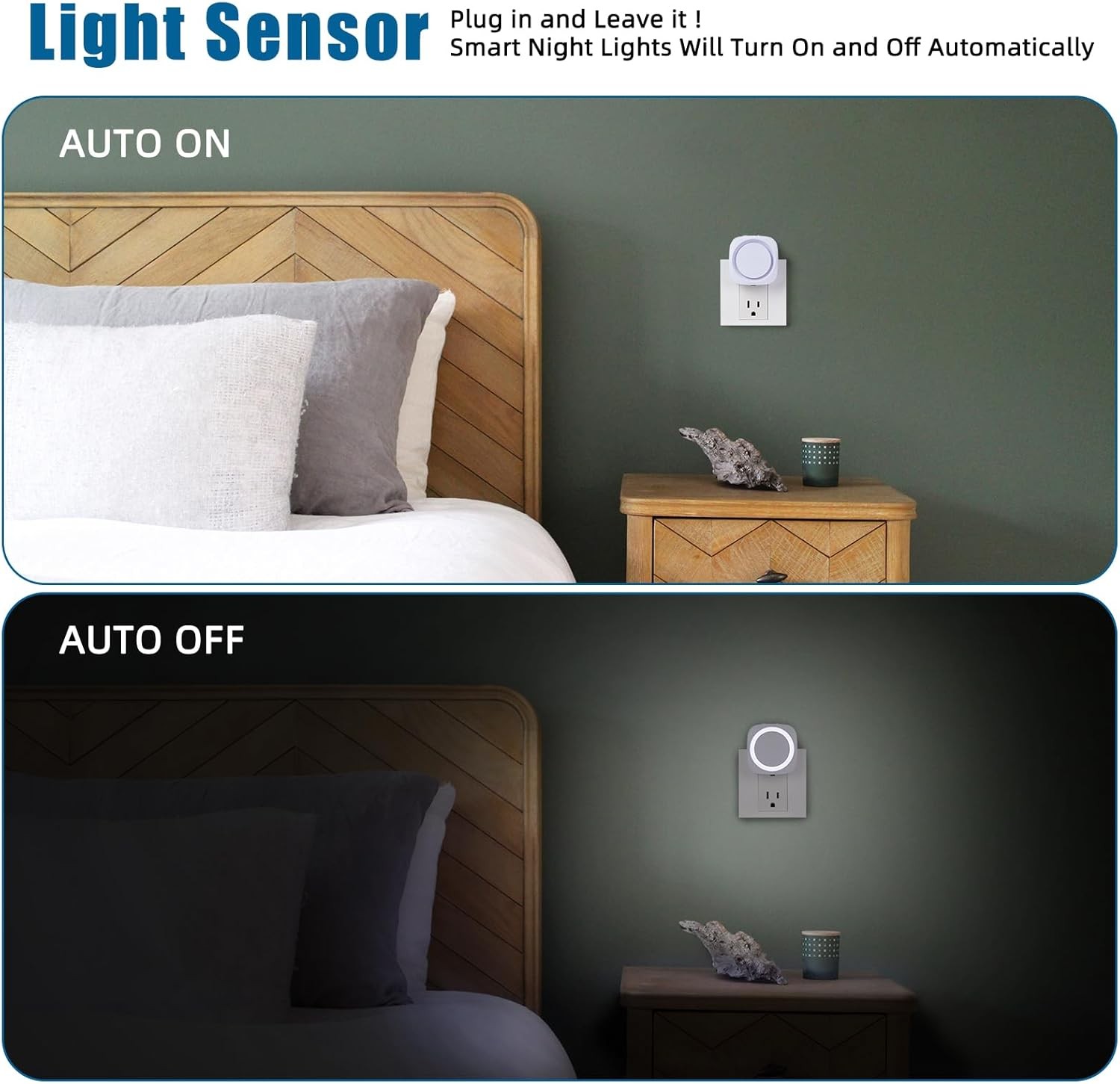 White Night Lights Plug into Wall, 4 Packs Dimmable Light with