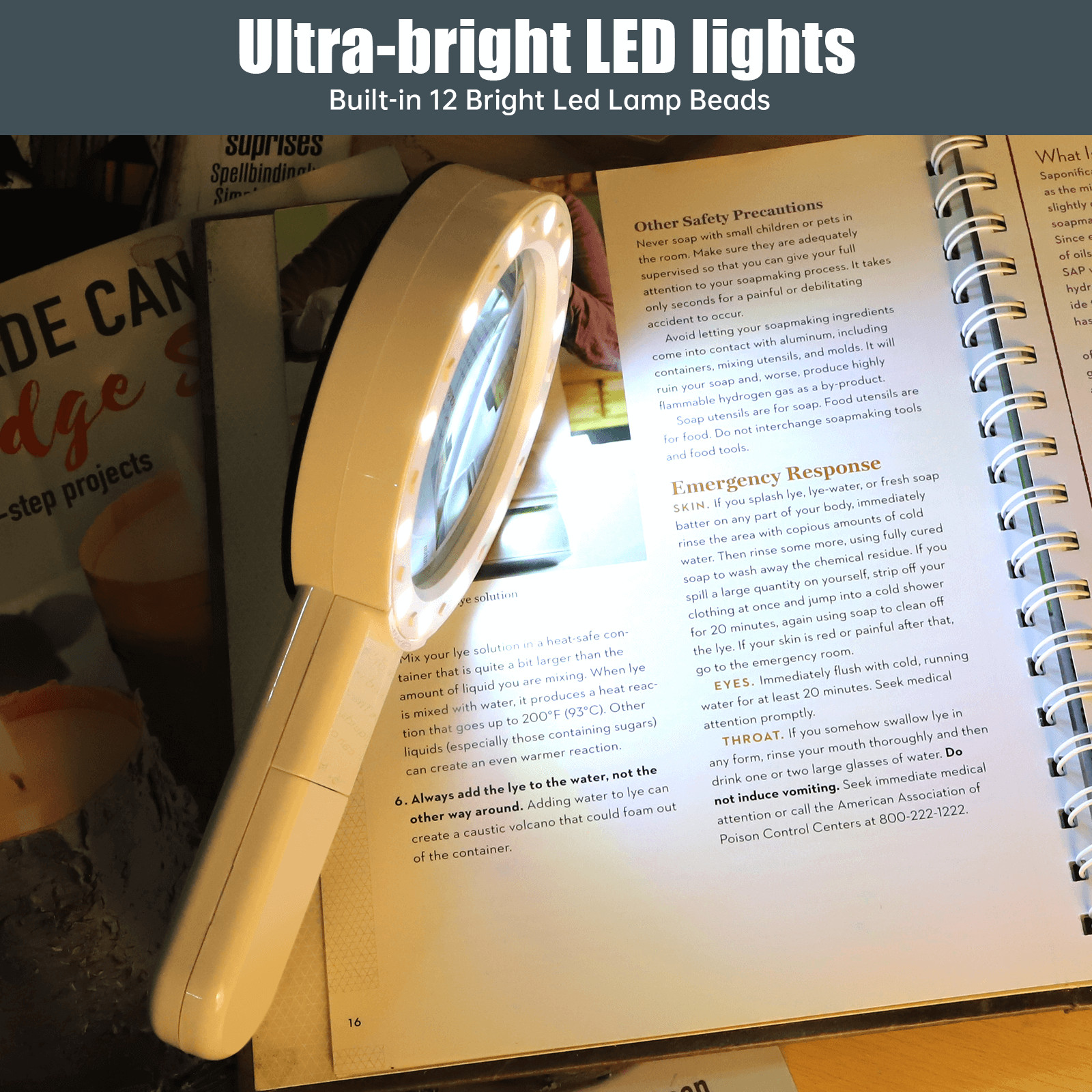 Magnifying Glass 30X Handheld 12 LED Light Magnifier for Reading Inspection Coin
