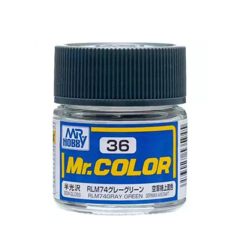 Mr. Hobby Mr. Color Lacquer Paint C36 SEMI-GLOSS RLM74 GRAY GREEN - 10ML