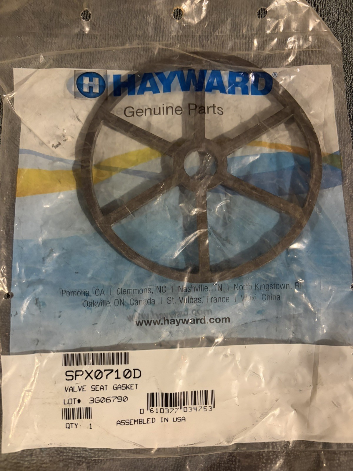 Hayward SPX0710D Multiport Valve Seat New In Package OEM Black Gasket
