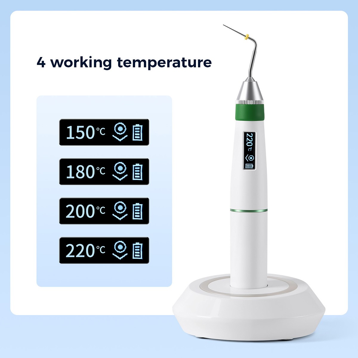 Dental Gutta Percha Obturation System Endo Heated Pen Cordless with 2Pc Tips