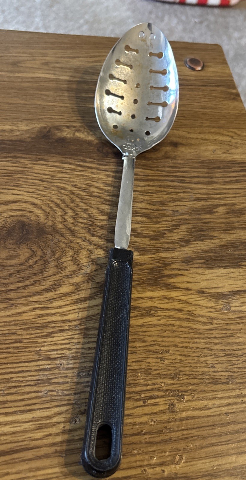 Ekco USA Spoon Chromium Plated w/ Plastic Handle 12" Keyhole Slots
