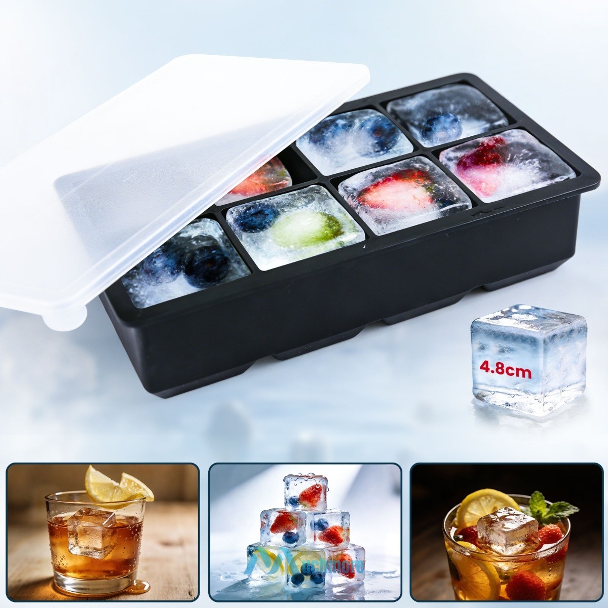 Round Square Ice Cube Ball Maker Tray Silicone Sphere Mold Bar Whiskey Cocktails