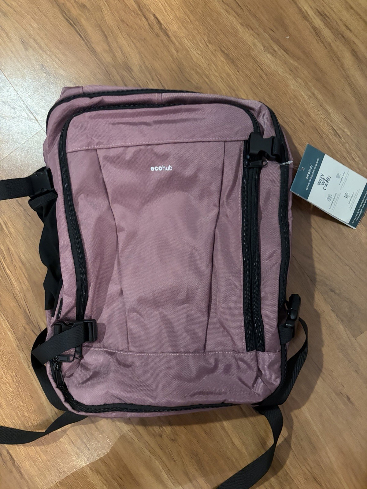 ECOHUB Purple Travel Backpack Recycled Bottles NWT