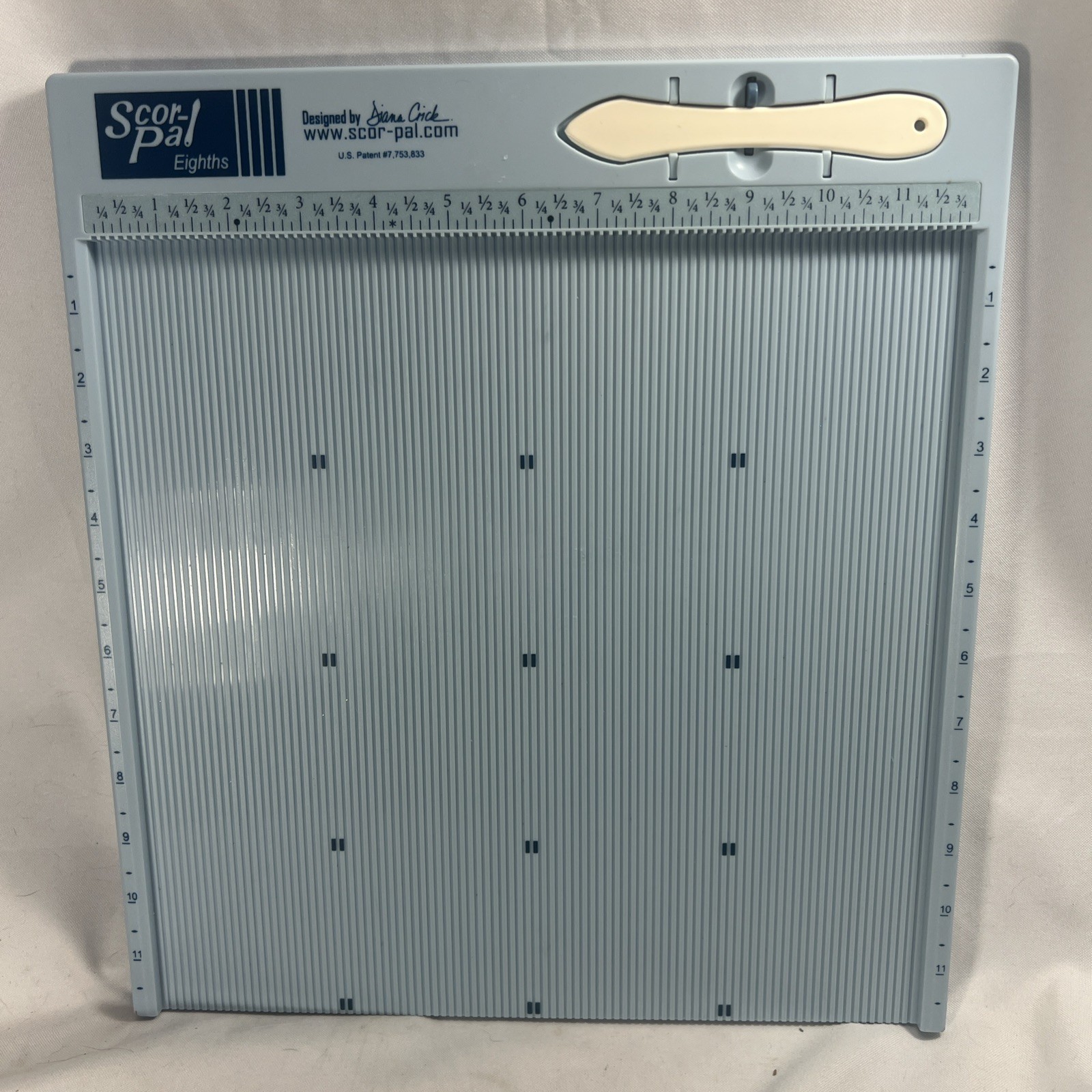 Scor-Pal Eighths 12 X 12 Scoring Board EUC Paper Cutting Tool Scrapbooking Blue