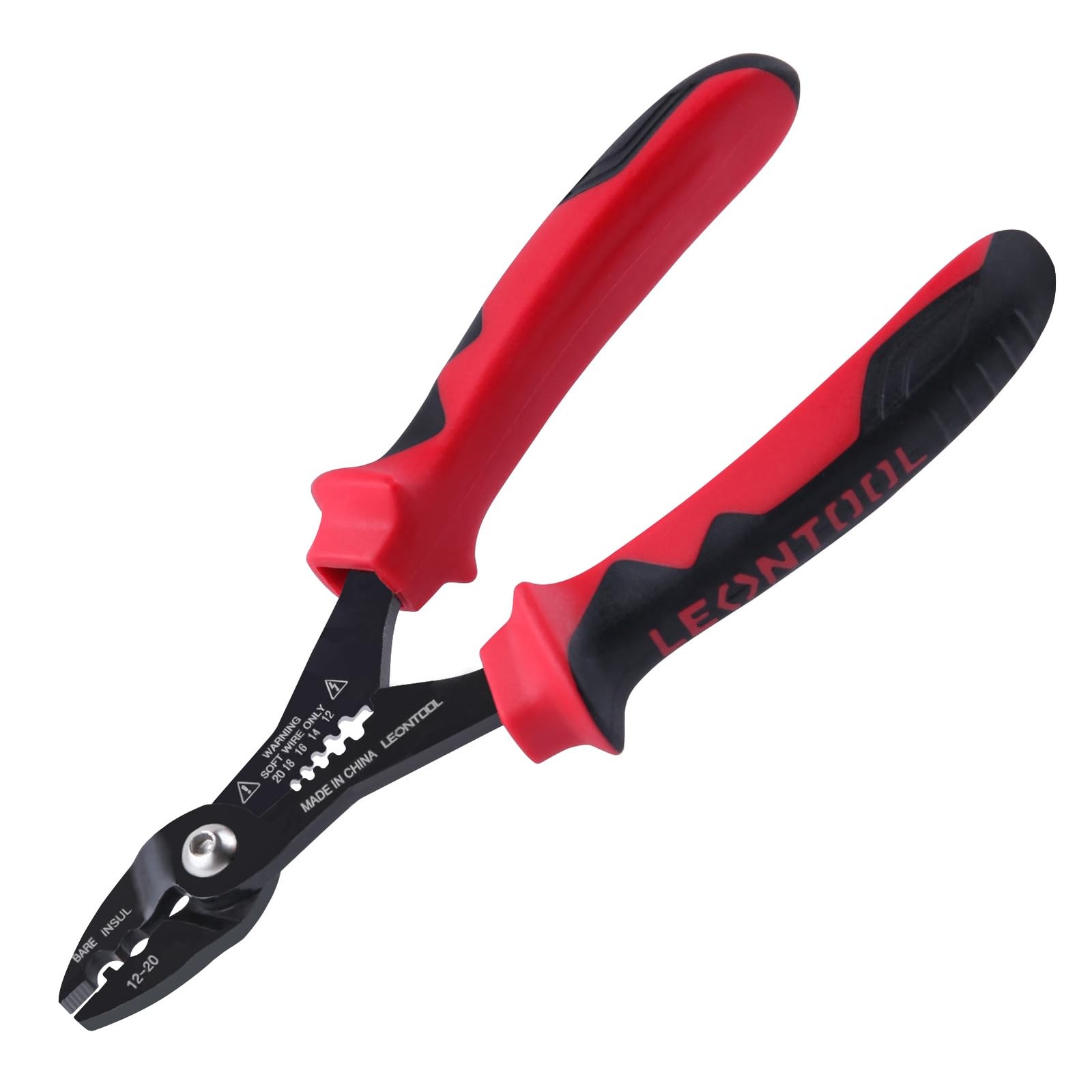 LEONTOOL 4-in-1 Multi Purpose Electricians Pliers with Wire Red & Black