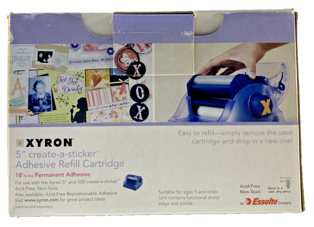 Xyron Create-A-Sticker 5 Inch Sticker Maker w/ New Sealed Refill Bundle