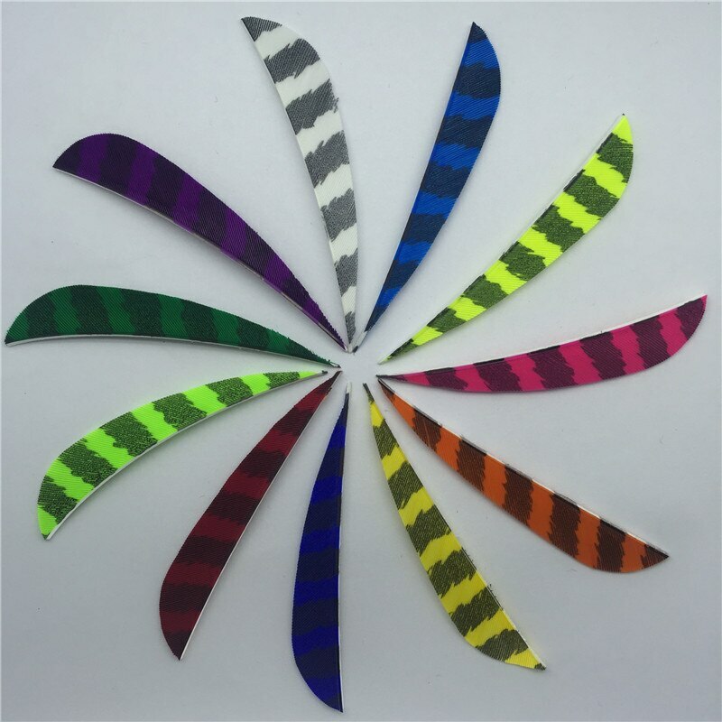 24pcs 3inch Parabolic Striped Vanes Fletches Fletching Feathers RW