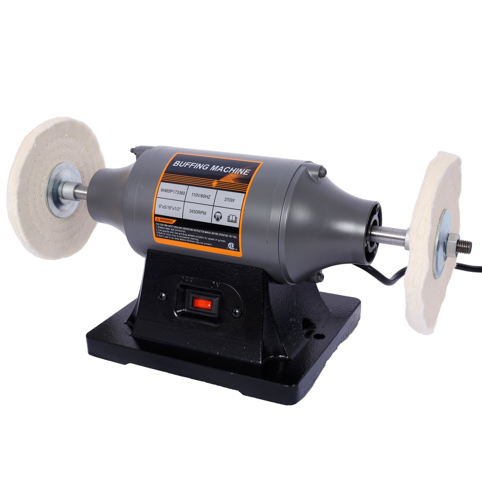Extra long 6" Electric Polisher Benchtop Buffer Grinder Benchtop Buffing Machine