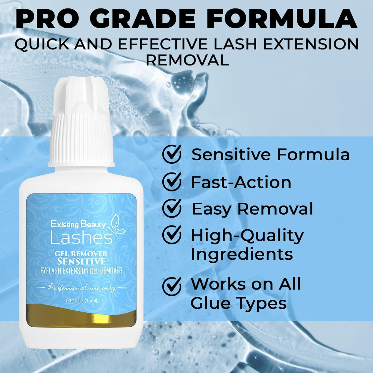 Sensitive Lash Remover for Lash Extensions - Clear Eyelash Extension Remover Gel