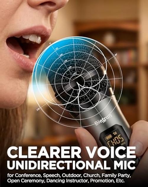 XLR Wireless Microphone, UHF Dual Handheld Dynamic Grey Red with receiver