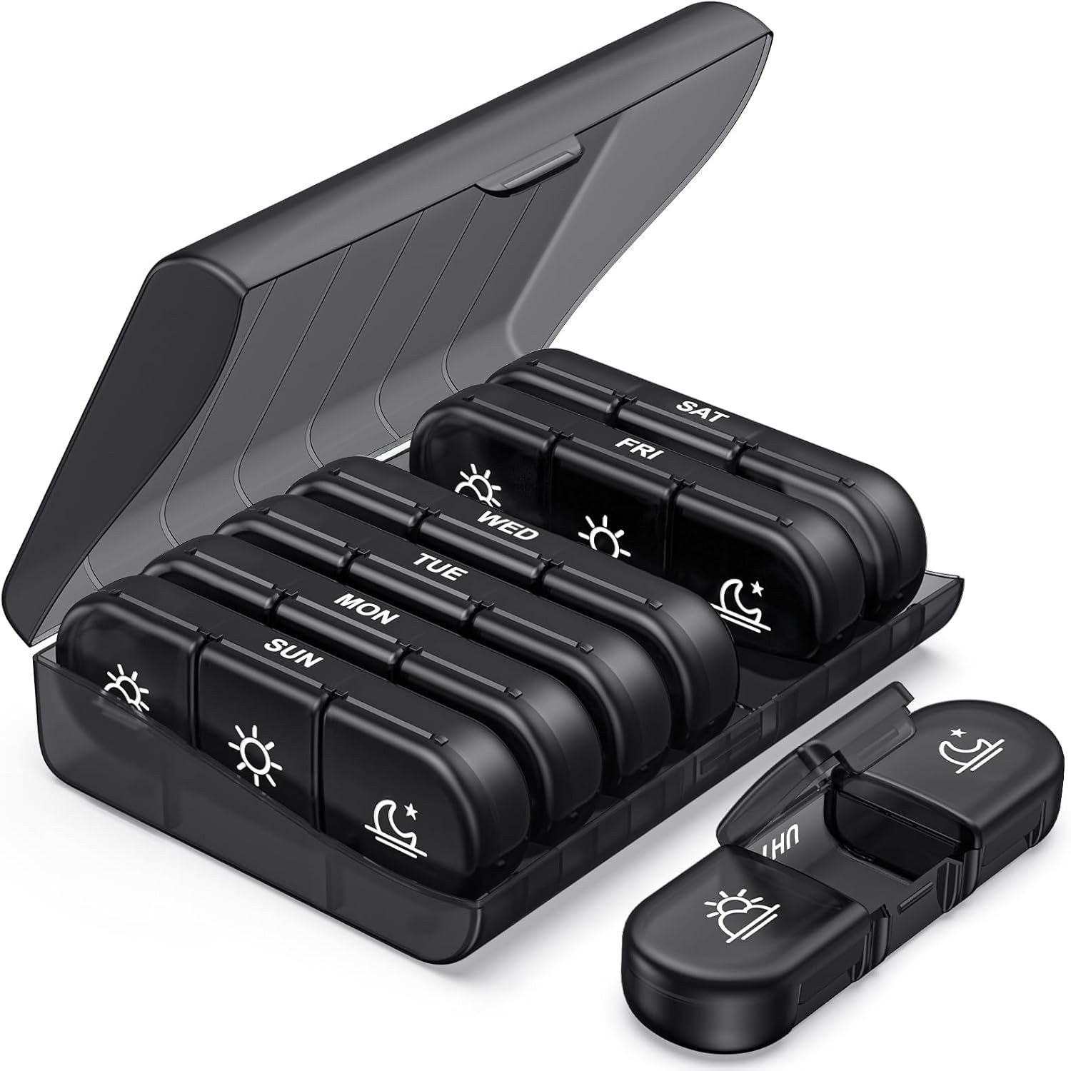 PULIV Weekly Pill Organizer 3 Times a Day Portable Travel Pill Box 7 Day with...