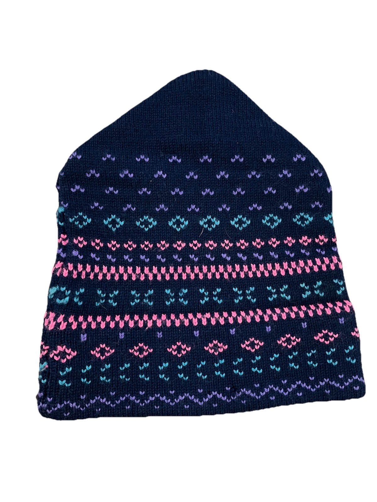Cappello Blue Pink Purple Fair Isle Wool Hat Beanie Knit Canada Ski Cap NWOT