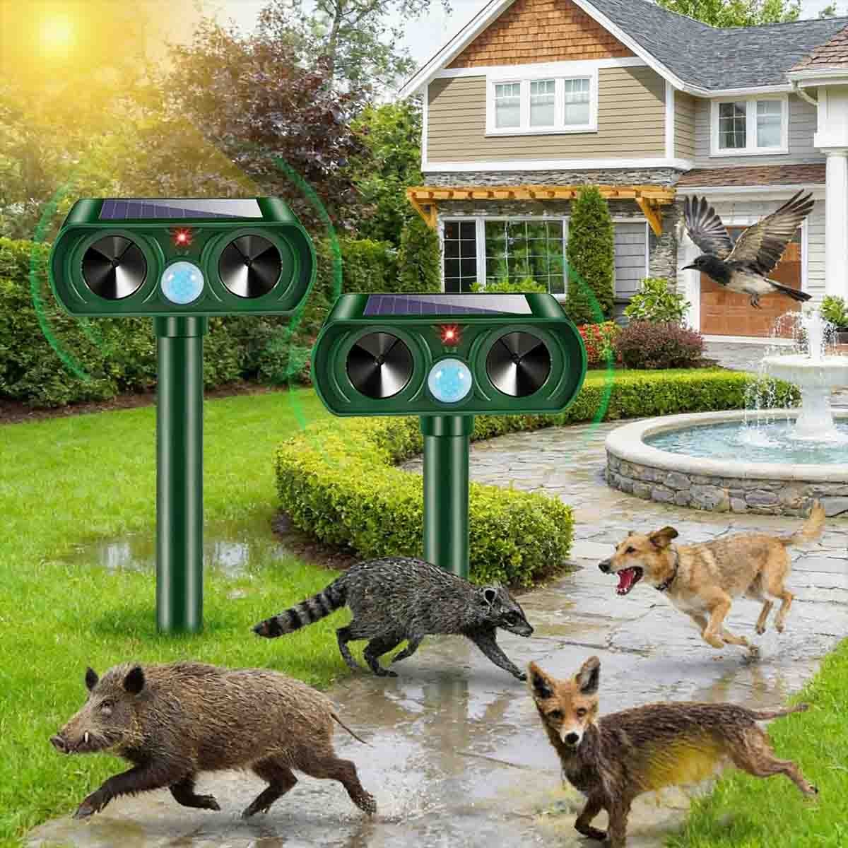 Upgraded Solar Ultrasonic Animal Repellent, Cat Raccoon Dog, Skunk for Yard Lawn