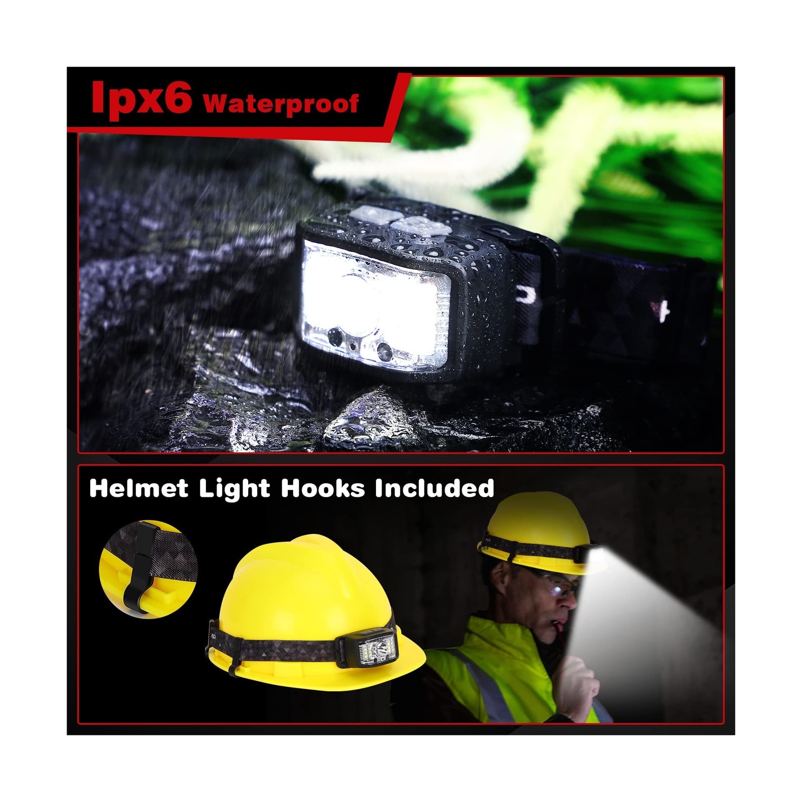 Headlamp Rechargeable,2 Pack 2000 Lumen Super Bright Led Headlamp,16 Modes Mo...