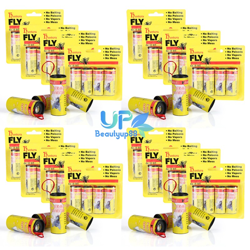 Lot 16~64 Rolls Insect Bug Fly Glue Paper Catcher Sticky Flies Trap Ribbon Tape