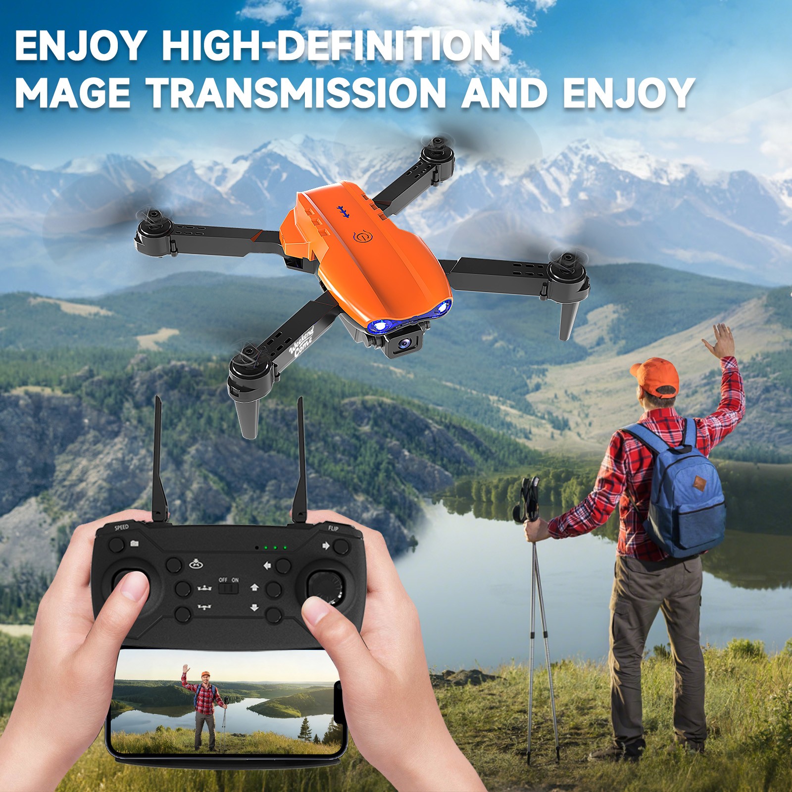 RC Drone HD Dual Camera WiFi FPV Foldable Quadcopter Remote Control 4 Battery