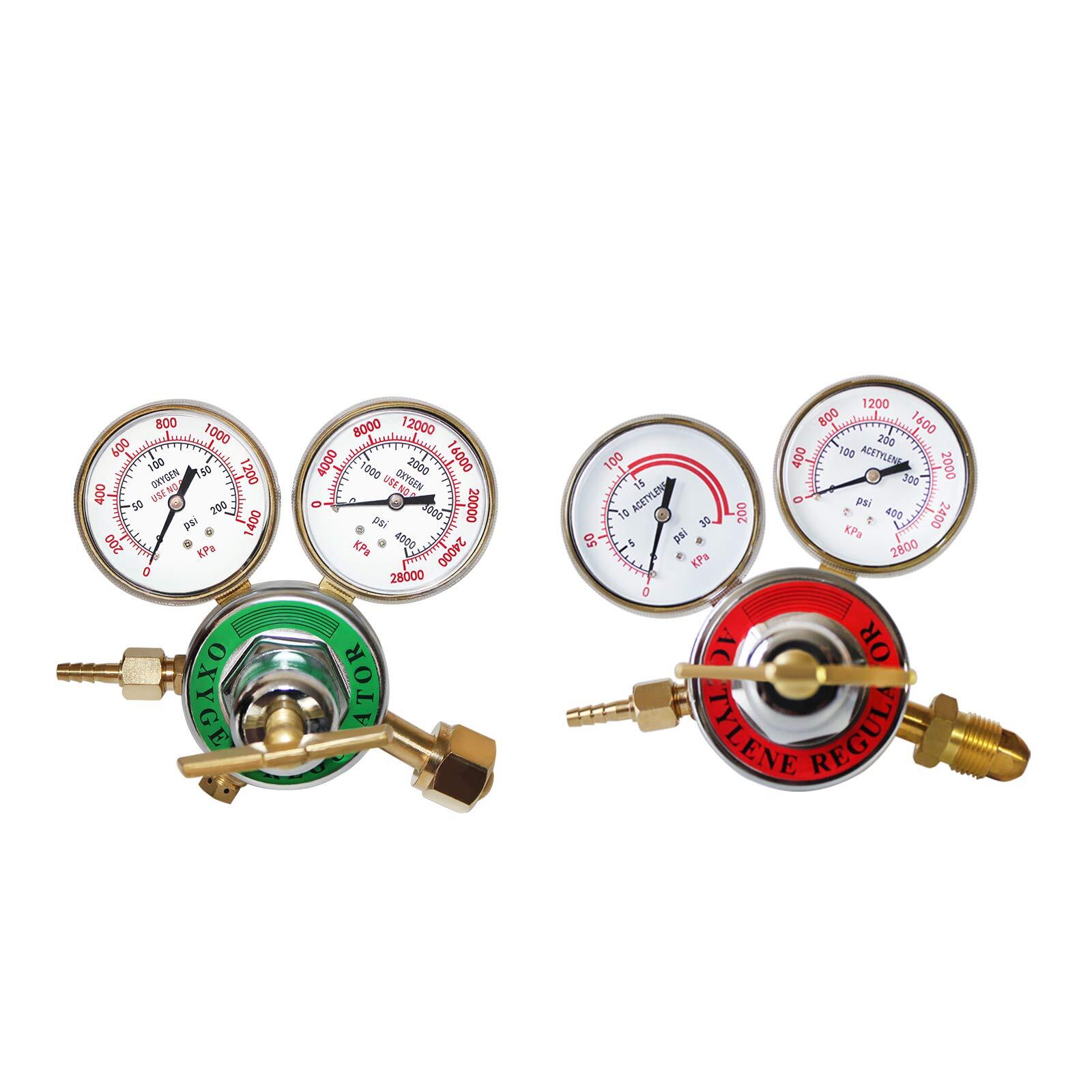 Dual Welding Gas Gauges, Oxygen (CGA-540) and Acetylene (CGA-510) Regulators ...