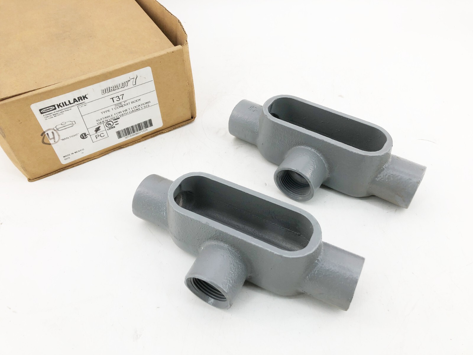 Box of 2 New Killark T37 Conduit Bodies 1" Trade Size