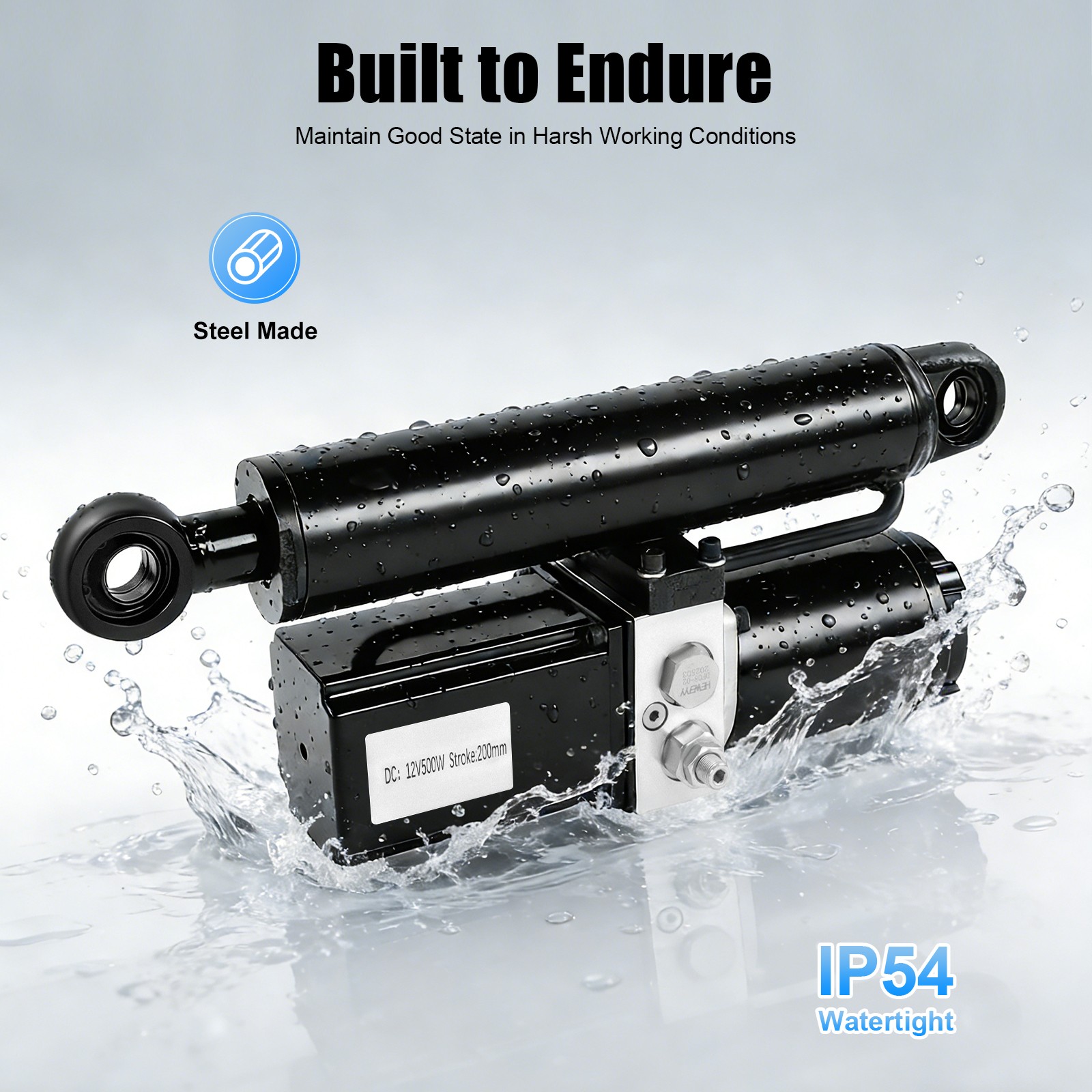 Heavy Duty Linear Actuator 8" Stroke 4409 lbs Max Lift Electric Motor 12VDC 800W